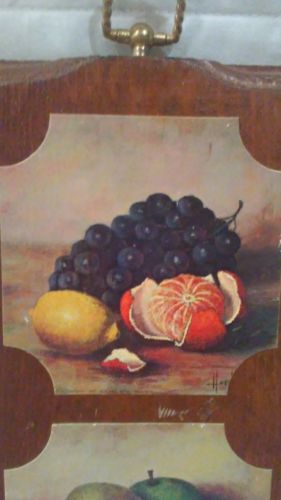 Vintage Art Company Inc #6130 & #6133 "Still Life Fruit" Prints, Wood & Shellac