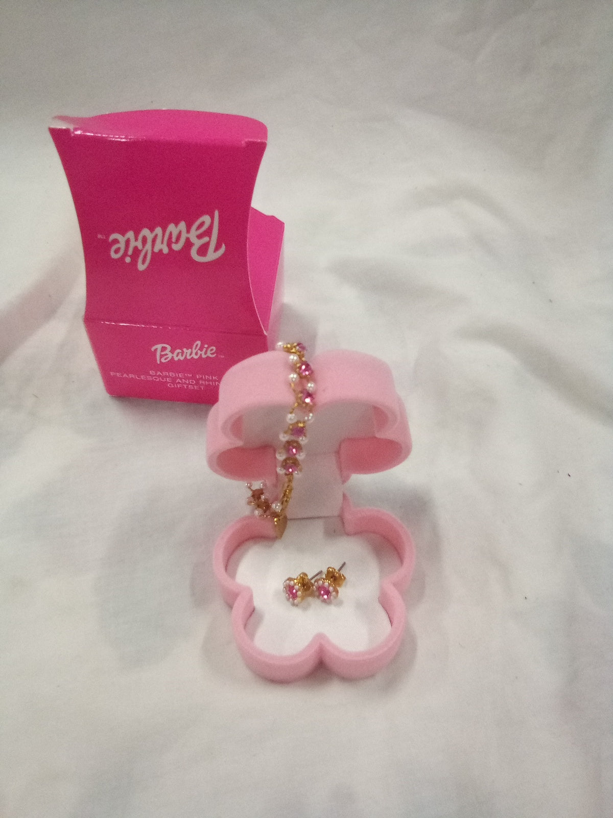 BARBIE Pink pearlesque and rhinestone gift set