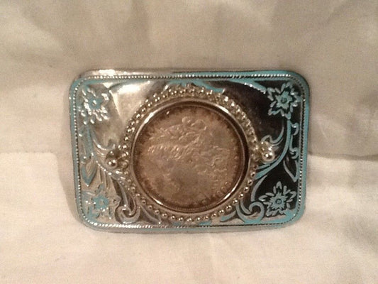 Vintage 1898 Morgan Silver Dollar Big Belt Buckle Western American