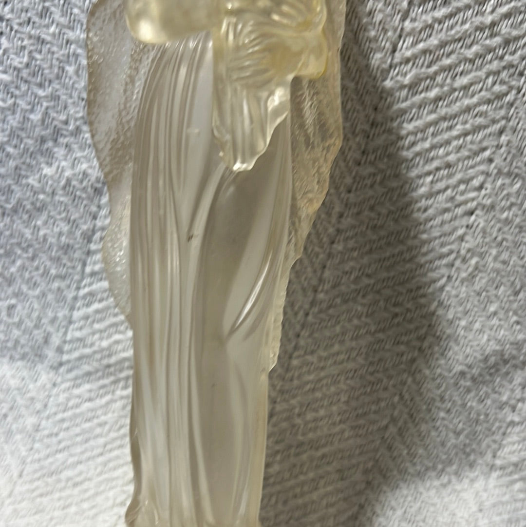 Vintage Plastic Mother Mary & Baby Jesus Statue Clear Plastic; Hong Kong
