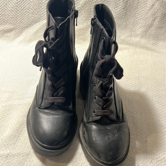 Women's Size 7 Chunky Black Boots w/ Zipper & Laces