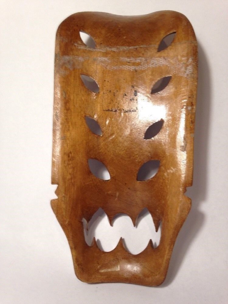 Antique Cultural Hand Carved Wood Japanese "Demon Devil" Mask