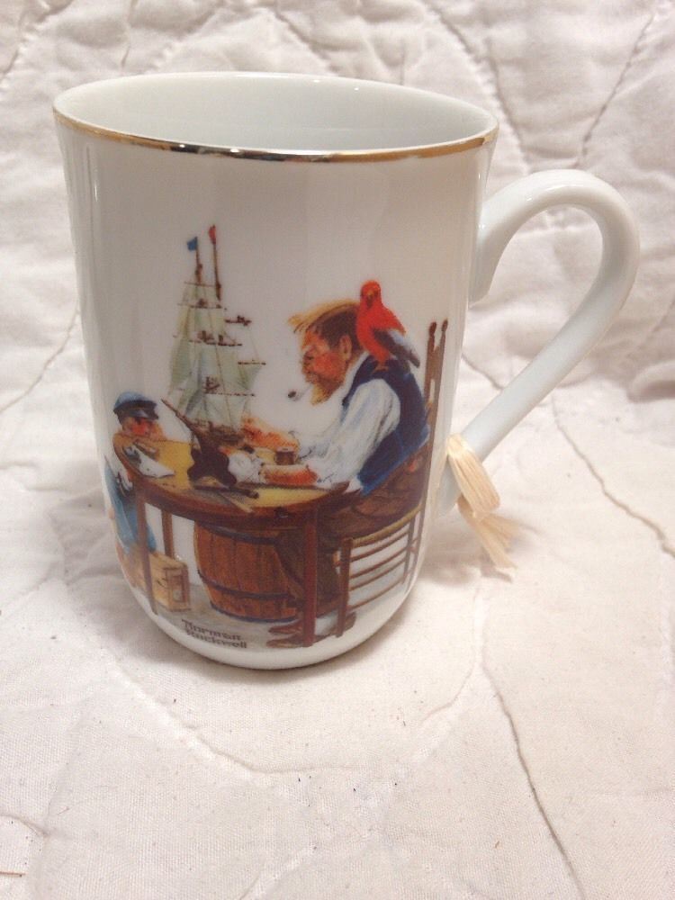 Vintage, Norman Rockwell Coffee Cups Mugs, Set Of 4, Museum Collection