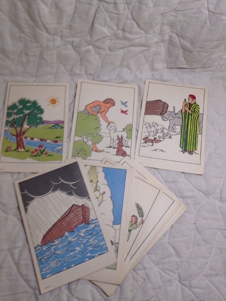 Vintage MidCentury Sunday School Bible Lessons Cards from 1957 -Set of 47
