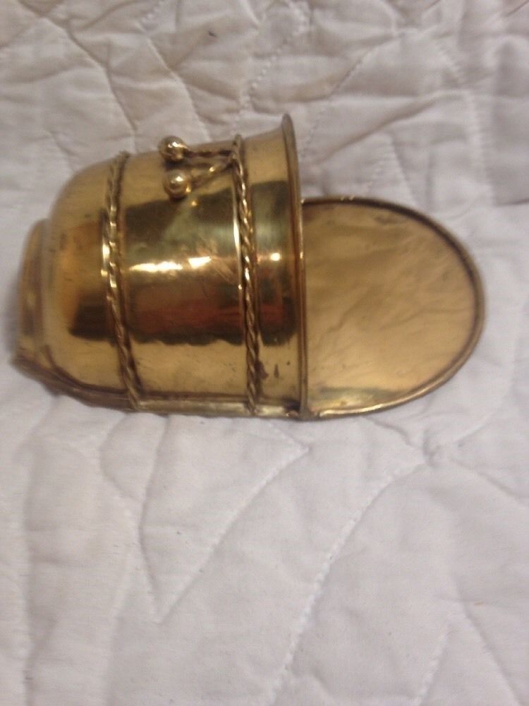 Vintage Antique Small Brass Hanging Planter With Accents, 8"