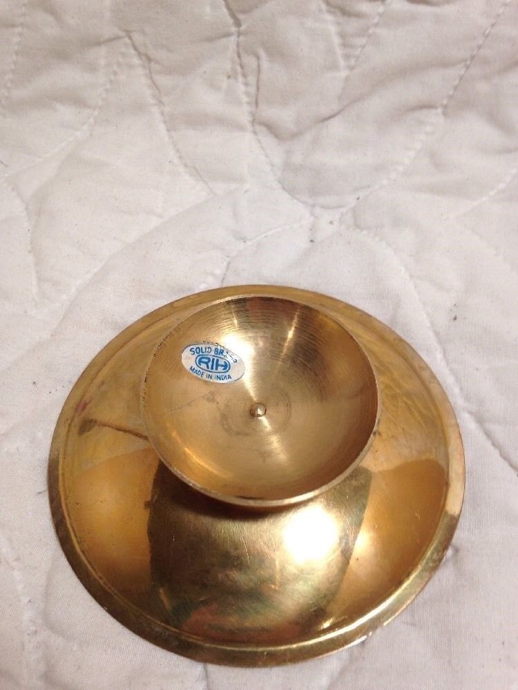 Vintage  Solid Brass Candle Holder, 4.5" across, Made in India