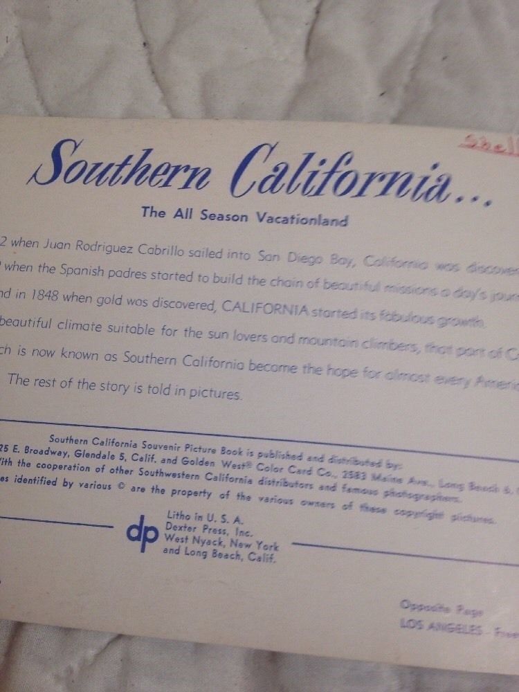 Vintage MidCentury Scenic Southern California Pamphlet from 1960's Retro
